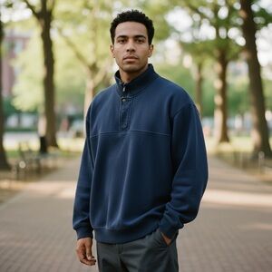 Orvis Long Sleeve Blue Quarter-Zip Snap Closure Warm Sweatshirt Men’s Size XL